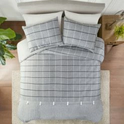 Coupon ⌛ Madison Park Elm Gray 3 Piece Faux Linen Jacquard Duvet Cover Set (Insert Excluded) ❤️