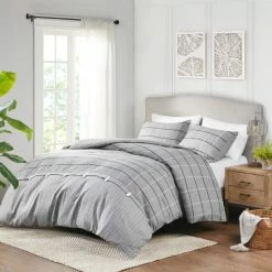 Coupon ⌛ Madison Park Elm Gray 3 Piece Faux Linen Jacquard Duvet Cover Set (Insert Excluded) ❤️ -Madison Park Sales unnamed file 5075