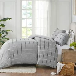 Coupon ⌛ Madison Park Elm Gray 3 Piece Faux Linen Jacquard Duvet Cover Set (Insert Excluded) ❤️ -Madison Park Sales unnamed file 5076