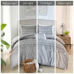 Coupon ⌛ Madison Park Elm Gray 3 Piece Faux Linen Jacquard Duvet Cover Set (Insert Excluded) ❤️ -Madison Park Sales unnamed file 5077