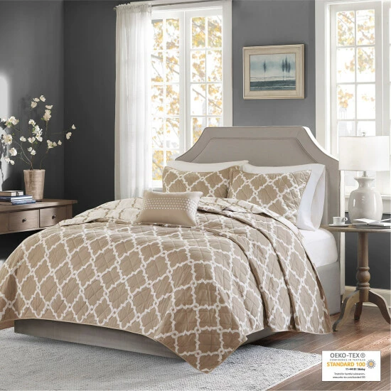 Cheap 🎁 Madison Park Diablo Taupe Reversible Coverlet Set 😍 4 Cheap 🎁 Madison Park Diablo Taupe Reversible Coverlet Set 😍 - Image 2