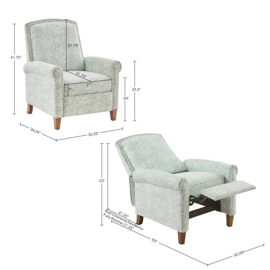 Brand new 🛒 Madison Park Melissa Light Teal Push Back Recliner 🔔 4 Brand new 🛒 Madison Park Melissa Light Teal Push Back Recliner 🔔 - Image 2