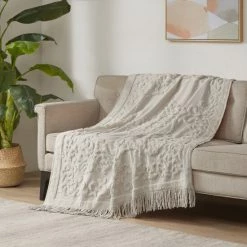 Coupon 😍 Madison Park Mila 100-percent Cotton Tufted Chenille Lightweight Throw With Fringe Tassel Ivory 🔔 -Madison Park Sales unnamed file 5135