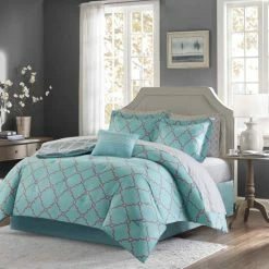 New 🥰 Madison Park Essentials Concord Aqua/ Grey Reversible Complete Comforter And Cotton Sheet Set 🛒 -Madison Park Sales unnamed file 5144