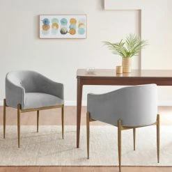 Top 10 🛒 Madison Park Joey Grey Tufted Low Back Upholstered Arm Dining Chair Set Of 2 🛒