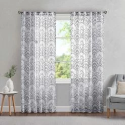 Coupon 👍 Madison Park Cyrene Printed Burnout Sheer Single Curtain Panel Seafoam 👏