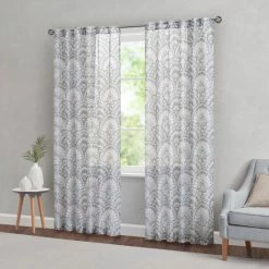 Coupon 👍 Madison Park Cyrene Printed Burnout Sheer Single Curtain Panel Seafoam 👏 -Madison Park Sales unnamed file 5218
