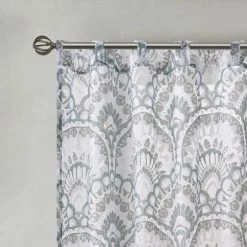 Coupon 👍 Madison Park Cyrene Printed Burnout Sheer Single Curtain Panel Seafoam 👏 -Madison Park Sales unnamed file 5224