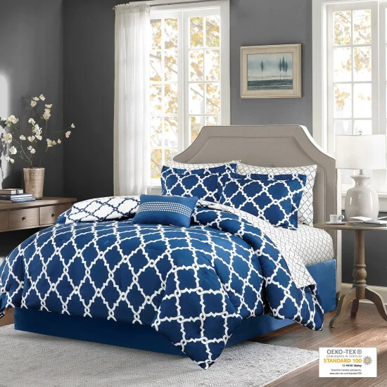 Best Sale ๐ Madison Park Essentials Cole Navy Reversible Complete Comforter Set With Cotton Bed Sheets ๐ 4 Best Sale ๐ Madison Park Essentials Cole Navy Reversible Complete Comforter Set With Cotton Bed Sheets ๐ - Image 2