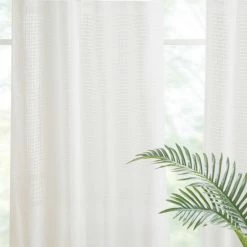 Outlet ⌛ Madison Park Calista Yarn Dye Sheer Window Panel Pair Ivory ⌛ -Madison Park Sales unnamed file 5260