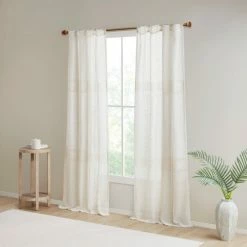 Outlet ⌛ Madison Park Calista Yarn Dye Sheer Window Panel Pair Ivory ⌛ -Madison Park Sales unnamed file 5267