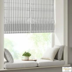 Promo 😀 Madison Park Hampton Yarn Dyed Striped Light Filtering Cordless Roman Shade Taupe 🛒 -Madison Park Sales unnamed file 5275