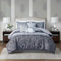 Best Sale 💯 Madison Park Richard Gray 7 Piece Jacquard Comforter Set 😉