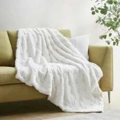 Coupon 😉 Madison Park Jane Luxury Basketweave Faux Fur Throw Grey 🎁 -Madison Park Sales unnamed file 5386