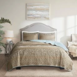 Deals 🛒 Madison Park Laura Reversible Jacquard Coverlet Set Blue/Brown 🎁 -Madison Park Sales unnamed file 5404