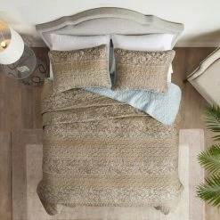 Deals 🛒 Madison Park Laura Reversible Jacquard Coverlet Set Blue/Brown 🎁 -Madison Park Sales unnamed file 5406