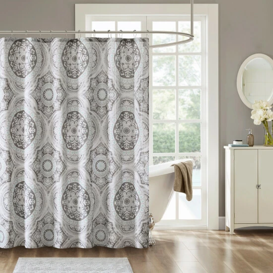 Wholesale ๐ Madison Park Torin Grey Cotton Printed Shower Curtain ๐ 3 Wholesale ๐ Madison Park Torin Grey Cotton Printed Shower Curtain ๐