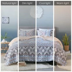 Coupon ⭐ Madison Park Ella Blue/ Blush Printed Microfiber Reversible Coverlet Set 😍 -Madison Park Sales unnamed file 5445