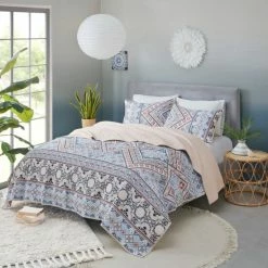 Coupon ⭐ Madison Park Ella Blue/ Blush Printed Microfiber Reversible Coverlet Set 😍 -Madison Park Sales unnamed file 5449