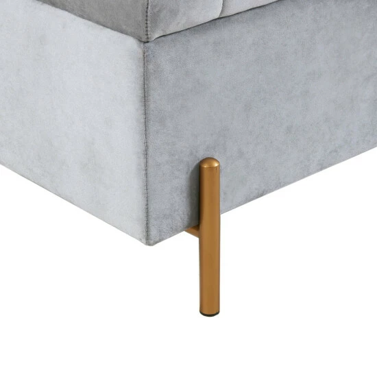 Brand new ๐คฉ Madison Park Stellar Gray Upholstered Soft Close Storage Bench With Gold Metal Legs ๐ 6 Brand new ๐คฉ Madison Park Stellar Gray Upholstered Soft Close Storage Bench With Gold Metal Legs ๐ - Image 4