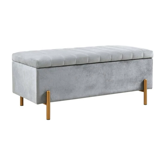 Brand new ๐คฉ Madison Park Stellar Gray Upholstered Soft Close Storage Bench With Gold Metal Legs ๐ 8 Brand new ๐คฉ Madison Park Stellar Gray Upholstered Soft Close Storage Bench With Gold Metal Legs ๐ - Image 6