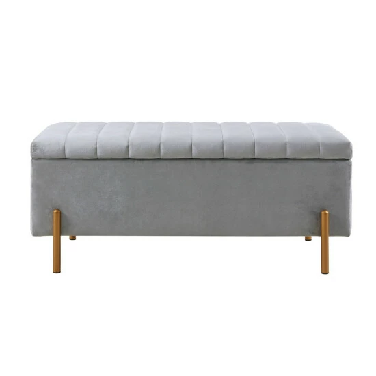 Brand new ๐คฉ Madison Park Stellar Gray Upholstered Soft Close Storage Bench With Gold Metal Legs ๐ 9 Brand new ๐คฉ Madison Park Stellar Gray Upholstered Soft Close Storage Bench With Gold Metal Legs ๐ - Image 7