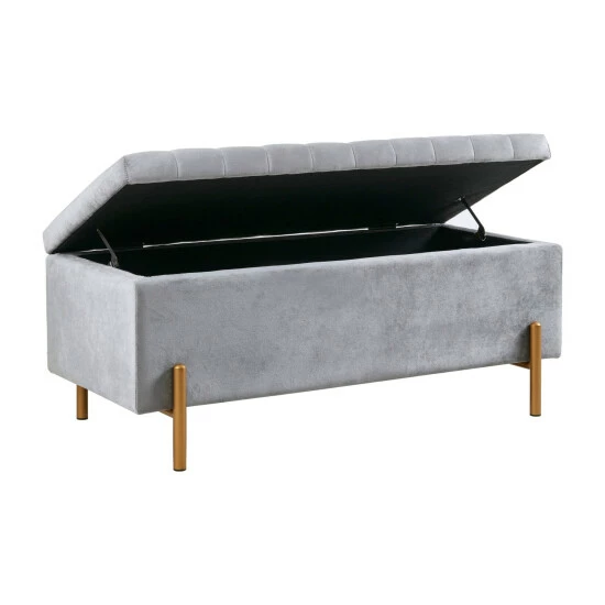 Brand new ๐คฉ Madison Park Stellar Gray Upholstered Soft Close Storage Bench With Gold Metal Legs ๐ 10 Brand new ๐คฉ Madison Park Stellar Gray Upholstered Soft Close Storage Bench With Gold Metal Legs ๐ - Image 8