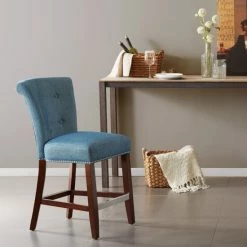 Best Pirce ⌛ Madison Park Weldon Blue Counter Stool - 21"W X 26.5"D X 39.75"H 💯