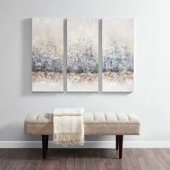 Hot Sale ⭐ Madison Park 'Twilight Mystere' Hand-brush Embellished Canvas Triptych - Blush/ Grey 🌟 -Madison Park Sales unnamed file 5588