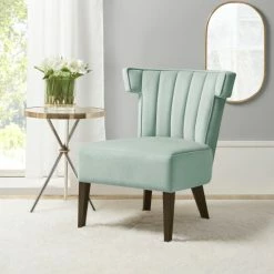 Discount 👏 Madison Park Rile Seafoam Upholstered Armless Accent Lounge Chair 👏