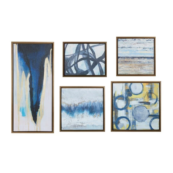 Wholesale 🎉 Madison Park Blue Bliss Natural Gallery Art 5-Piece Set 😀 4 Wholesale 🎉 Madison Park Blue Bliss Natural Gallery Art 5-Piece Set 😀 - Image 2