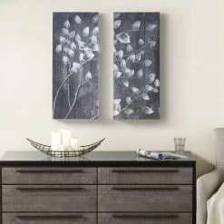 Buy 🌟 Madison Park Grey Branches Reclaimed Grey Print On Wood With 50-percent Handpaint 2 Piece Set 🛒
