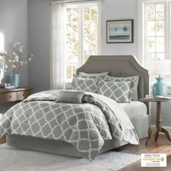 Best Pirce 🌟 Madison Park Essentials Almaden Grey Trellis Pattern Reversible Complete Comforter Set With Cotton Bed Sheets 😍 -Madison Park Sales unnamed file 5788
