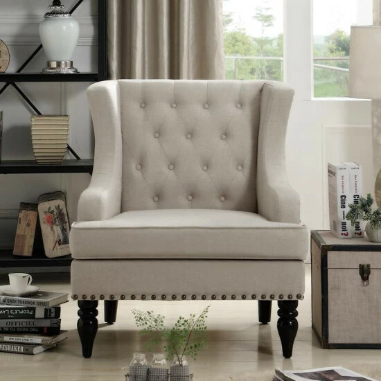 Cheapest ๐ Madison Park Jewel Tufted Wingback Upholstered Club Chair Grey ๐ 4 Cheapest ๐ Madison Park Jewel Tufted Wingback Upholstered Club Chair Grey ๐ - Image 2