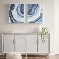 Budget ๐ Madison Park Ethereal Blue Printed Framed Canvas Set Of 2 ๐