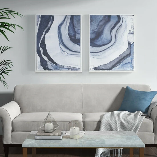 Budget 🎁 Madison Park Ethereal Blue Printed Framed Canvas Set Of 2 😀 10 Budget 🎁 Madison Park Ethereal Blue Printed Framed Canvas Set Of 2 😀 - Image 8