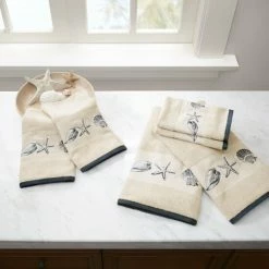 Budget ๐ Madison Park Nantucket Blue Embroidered Cotton Jacquard 6-piece Towel Set ๐งจ