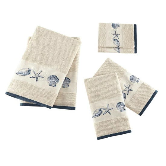 Budget ๐ Madison Park Nantucket Blue Embroidered Cotton Jacquard 6-piece Towel Set ๐งจ 4 Budget ๐ Madison Park Nantucket Blue Embroidered Cotton Jacquard 6-piece Towel Set ๐งจ - Image 2