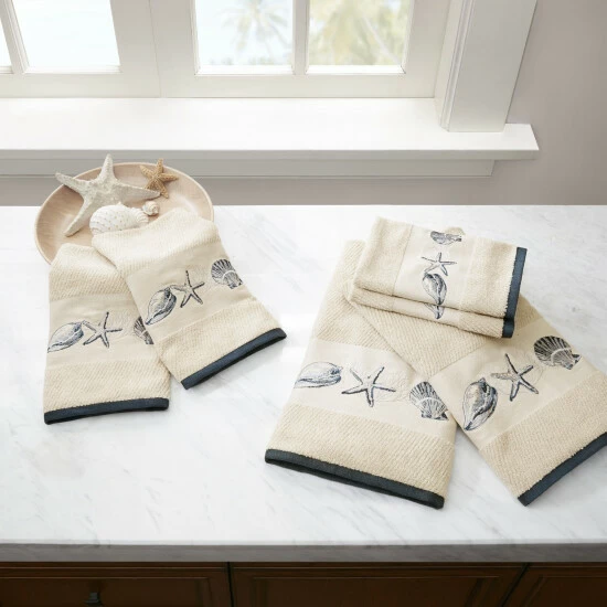 Budget ๐ Madison Park Nantucket Blue Embroidered Cotton Jacquard 6-piece Towel Set ๐งจ 7 Budget ๐ Madison Park Nantucket Blue Embroidered Cotton Jacquard 6-piece Towel Set ๐งจ - Image 5