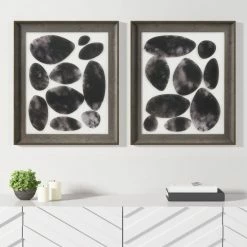 Best Sale 😀 Madison Park Skipping Stones Black Geo UV Printed Shadowbox 2 Piece Wall Art Set 😀