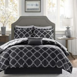 Buy ✨ Madison Park Essentials Alameda Black Reversible Complete Comforter Set With Cotton Bed Sheets 🔥