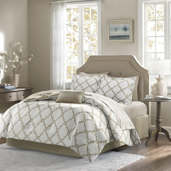 Buy 💯 Madison Park Essentials Diablo Taupe Reversible Complete Comforter Set With Cotton Bed Sheets ⌛ 9 Buy 💯 Madison Park Essentials Diablo Taupe Reversible Complete Comforter Set With Cotton Bed Sheets ⌛ - Image 7