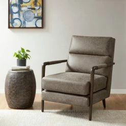 Madison Park Sales 21 Coupon ๐ Madison Park Bennett Faux Leather Channel Accent Armchair ๐