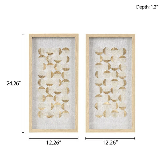 Discount 👍 Madison Park Aurelian Emblem Framed Capiz Shadowbox 2 Piece Set Natural/Gold ⌛ 4 Discount 👍 Madison Park Aurelian Emblem Framed Capiz Shadowbox 2 Piece Set Natural/Gold ⌛ - Image 2