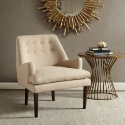 Outlet 🥰 Madison Park Elsa Sand Mid-Century Accent Chair 😉