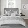Outlet 💯 Madison Park Christian 7-piece Geometric Jacquard Comforter Set Grey ⌛