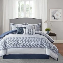 Outlet 💯 Madison Park Christian 7-piece Geometric Jacquard Comforter Set Grey ⌛ -Madison Park Sales unnamed file 673