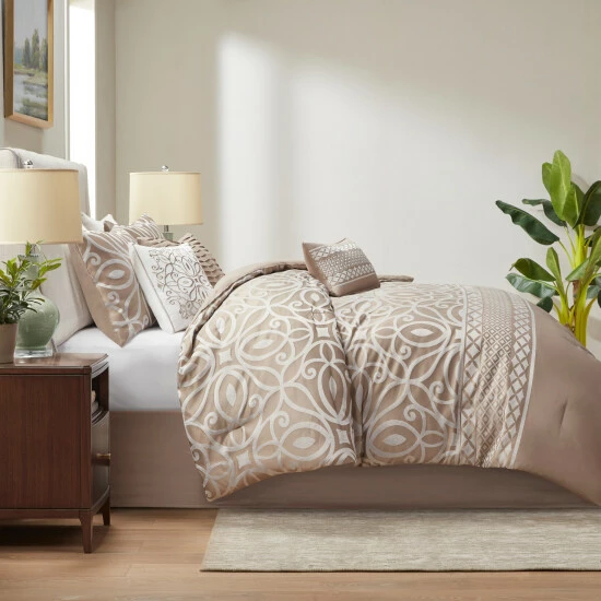 Wholesale π Madison Park Atlas Taupe 7 Piece Jacquard Comforter Set β 7 Wholesale π Madison Park Atlas Taupe 7 Piece Jacquard Comforter Set β - Image 5