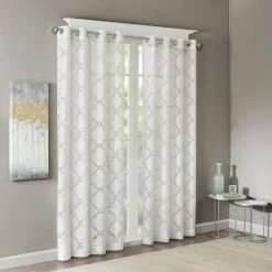 Brand new 🎁 Madison Park Laya Fretwork Burnout Sheer Curtain Panel Grey 😉 -Madison Park Sales unnamed file 749