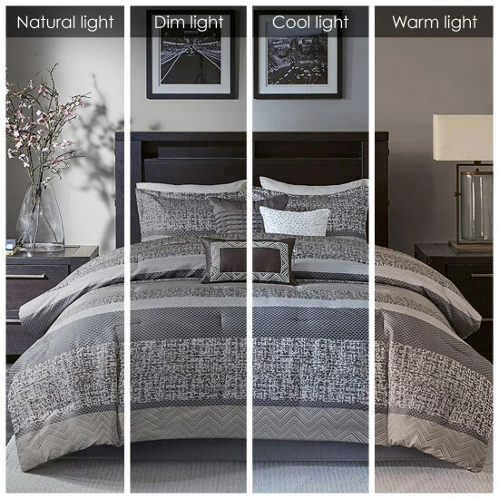 New 👍 Madison Park Melody 7 Piece Jacquard Comforter Set Grey/taupe 🔔 4 New 👍 Madison Park Melody 7 Piece Jacquard Comforter Set Grey/taupe 🔔 - Image 2
